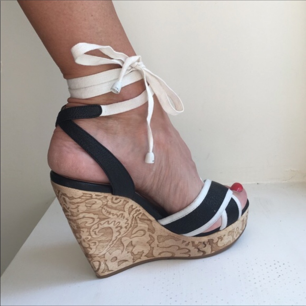 Chloe tie wedge sandals
